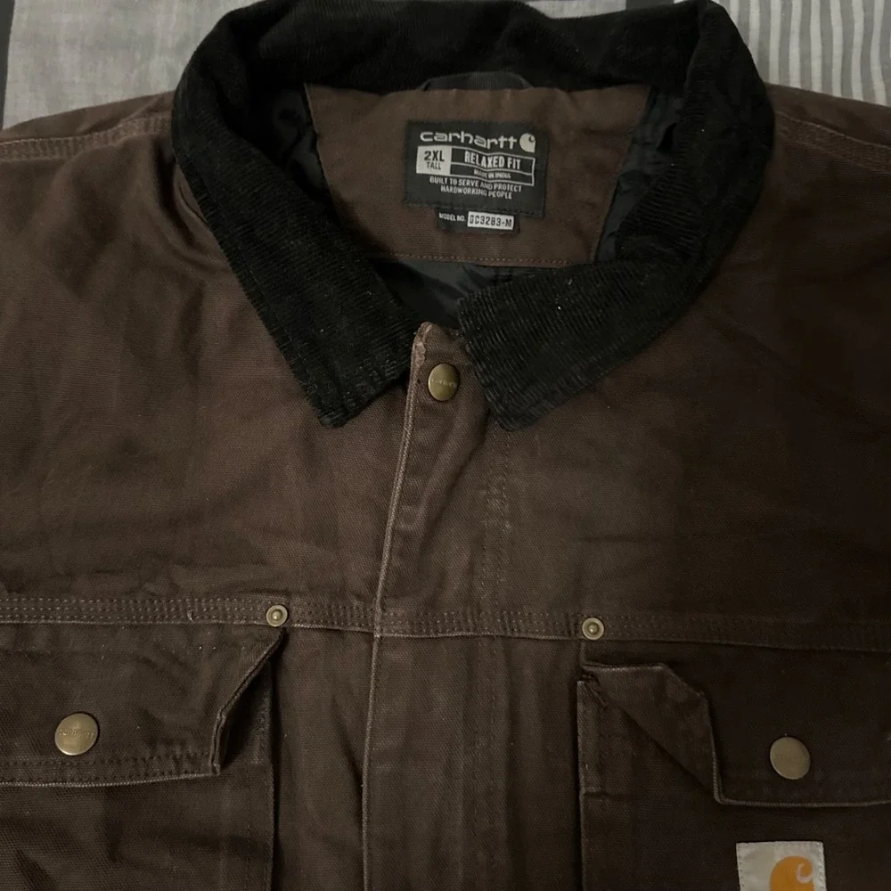 Carhartt Jacket Mens 2XL Tall Brown Full Quilt Lined Relaxed Fit Canvas Coat